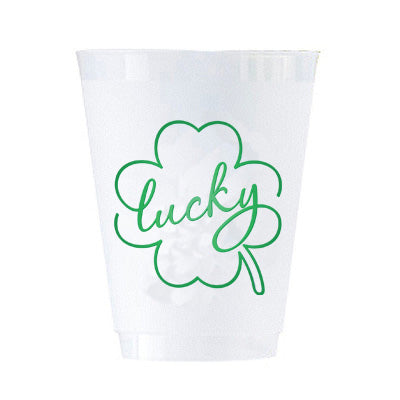 In Stock "Lucky" Shamrock Shatterproof Cups | Set of 8