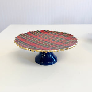 Tartan Plaid Enameled Cake Stand | Medium