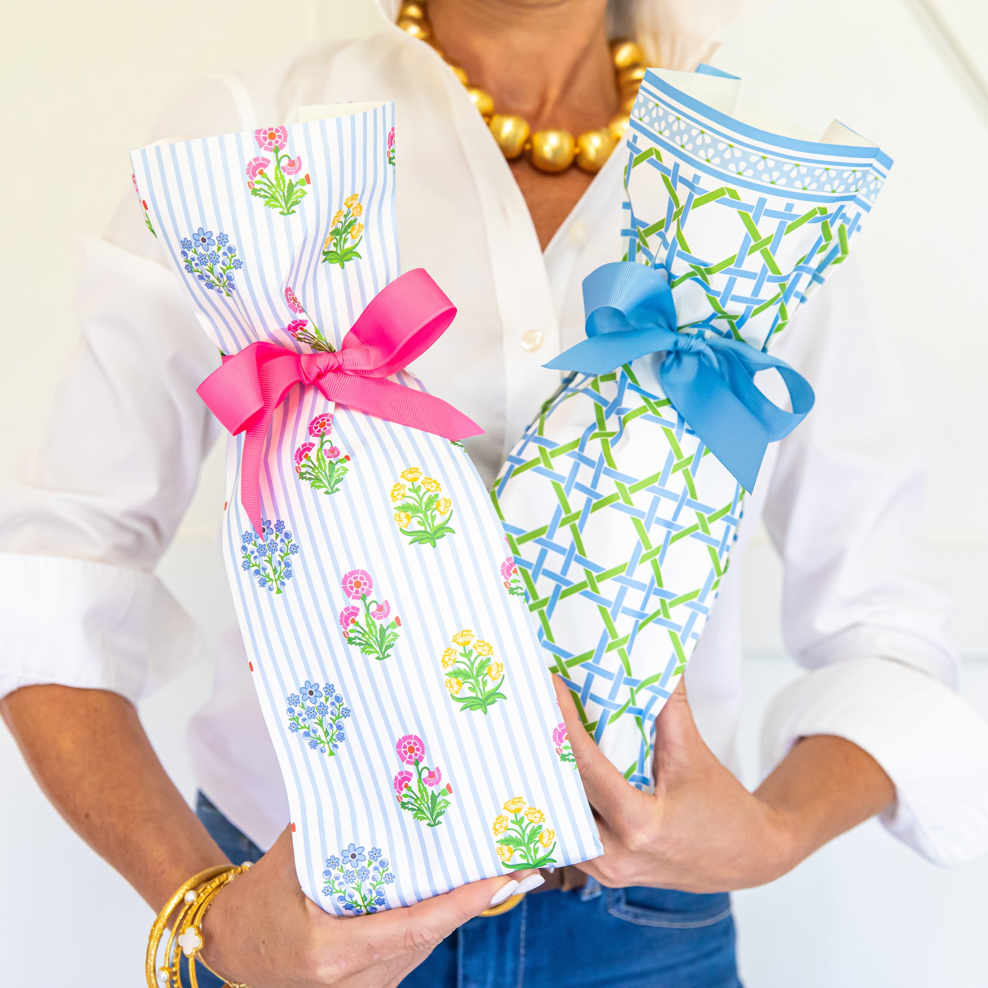 Paper Wine Bag Kit | Coco Block Print