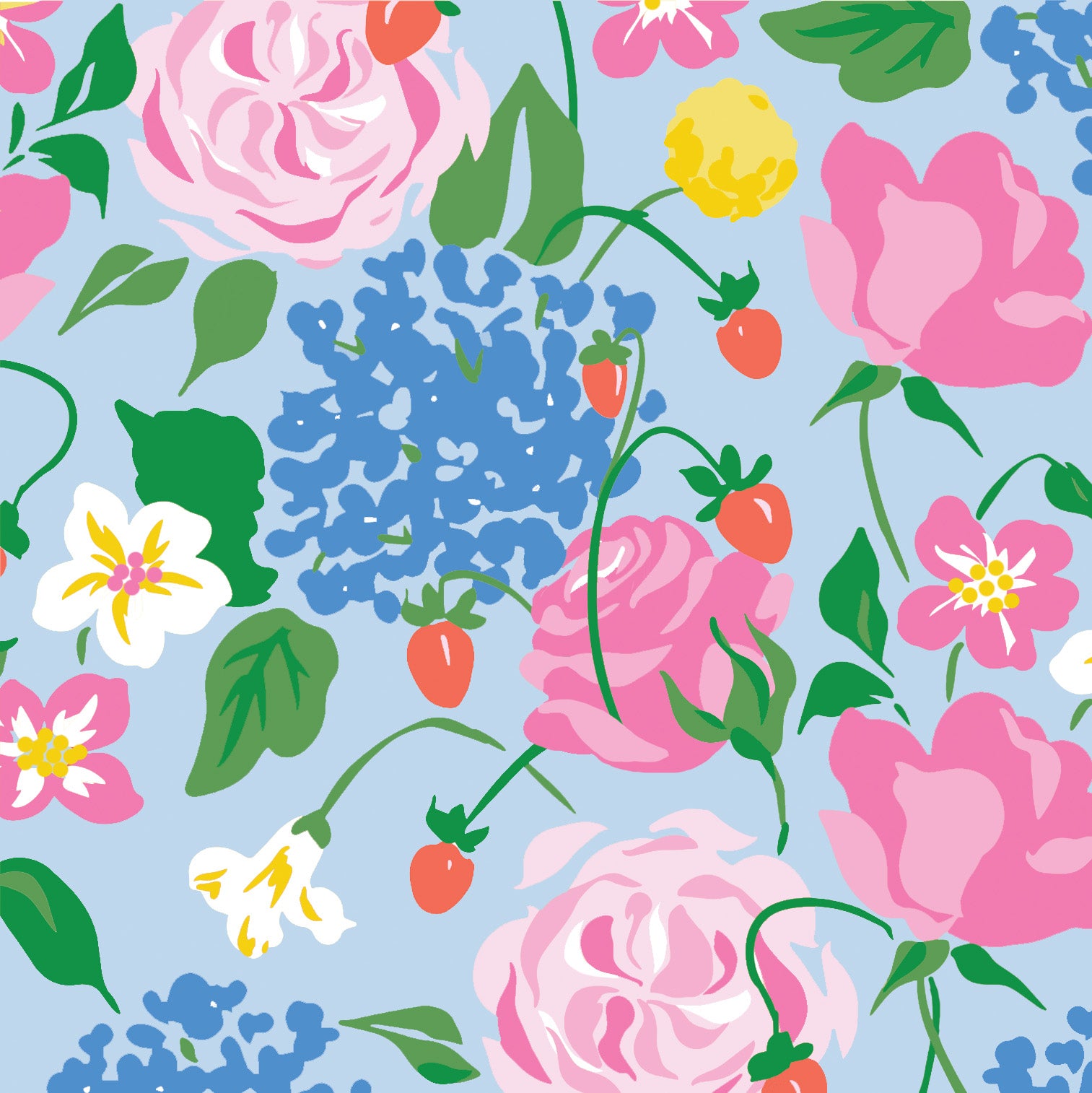 In Stock Continuous Roll Gift Wrap | Strawberry Floral