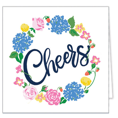 In Stock Gift Enclosure Cards + Envelopes | Strawberry Floral "Cheers"