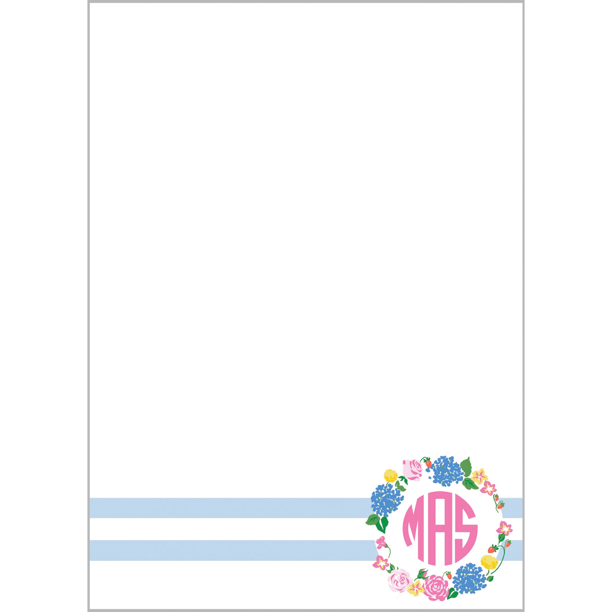 Strawberry Floral Monogram Personalized Notepad