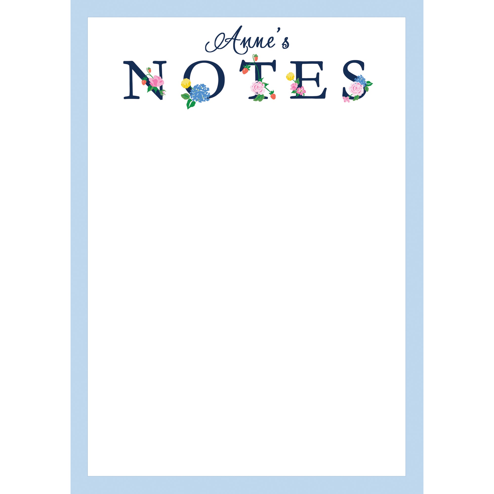 Strawberry Floral "NOTES" Personalized Notepad