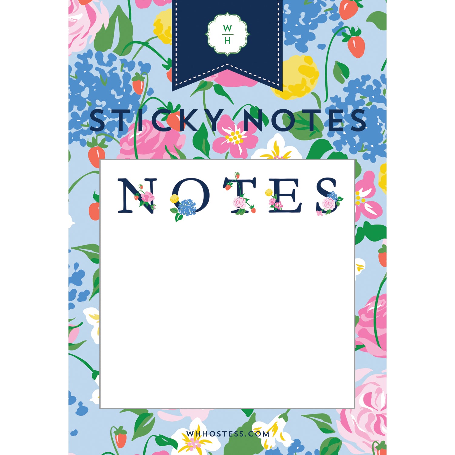 In Stock Strawberry Floral "Notes" Single Sticky Note