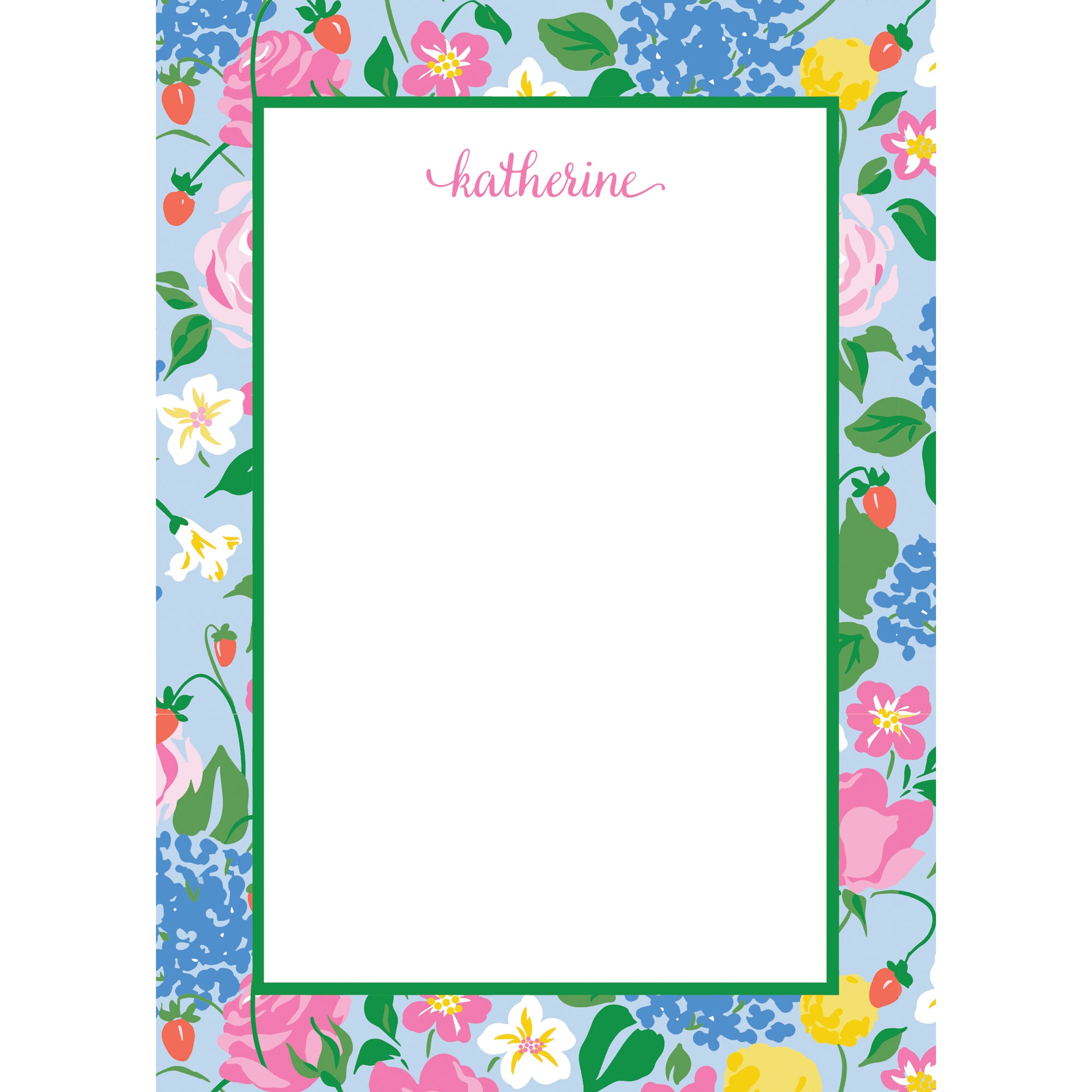 Strawberry Floral Personalized Notepad