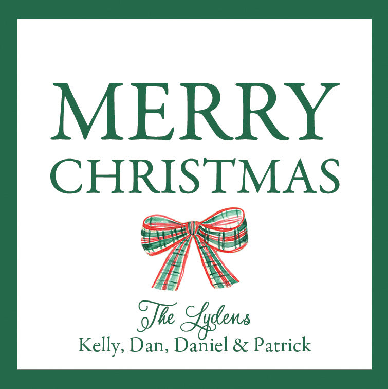 Tartan Bow Christmas Personalized Gift Sticker | Set of 24