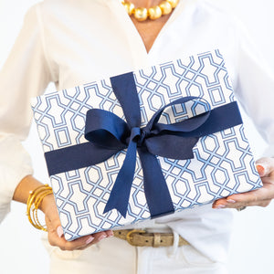 Continuous Roll Gift Wrap | Blue Trellis