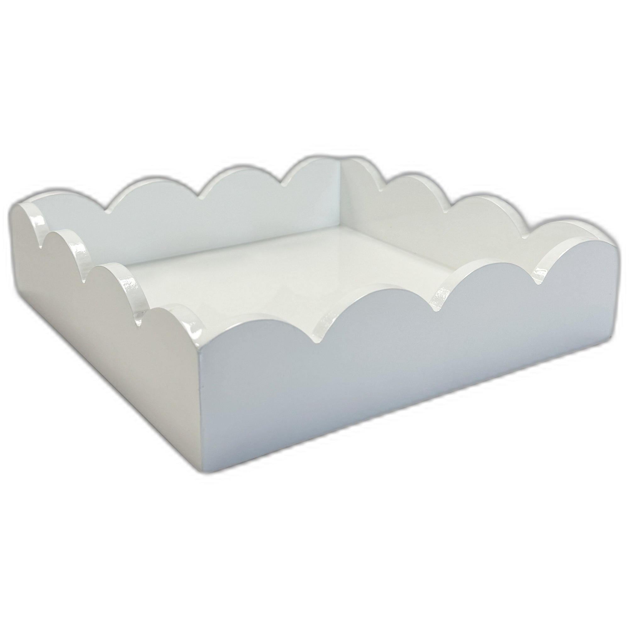 In Stock WH Lacquer Scalloped Notepad Holder | White