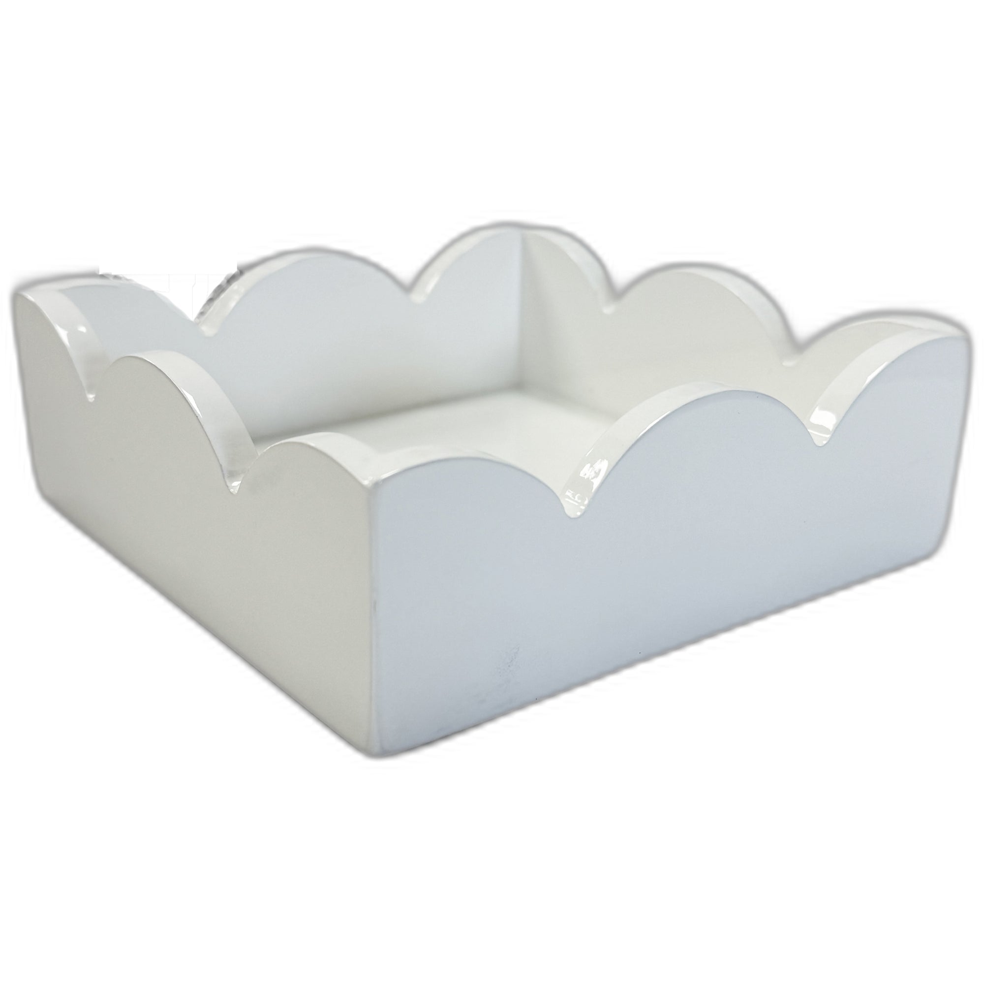 In Stock WH Lacquer Scalloped Napkin Holder | White