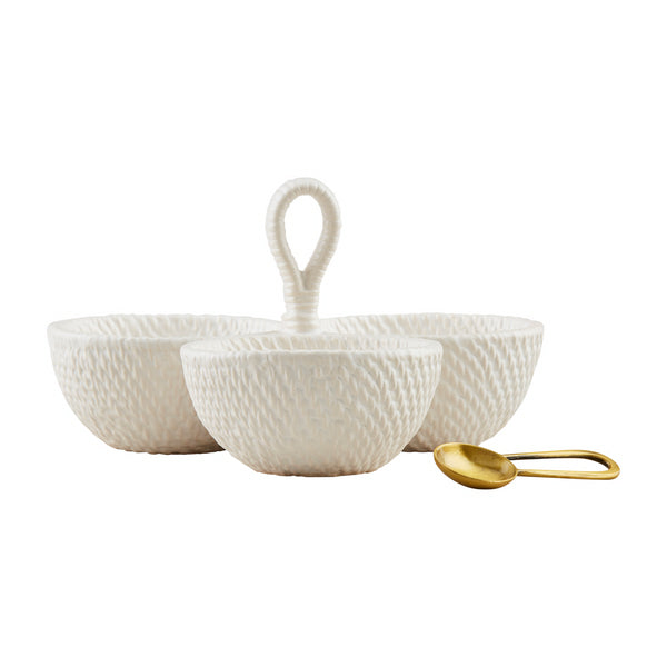 Woven Ceramic Triple Dish