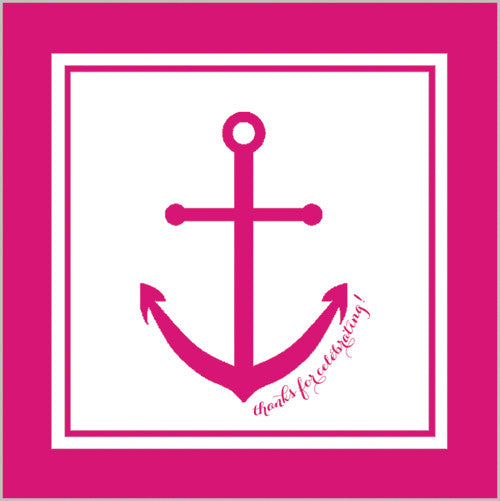 Preppy Anchor Gift Sticker - Set of 24 - Hot Pink - WH Hostess