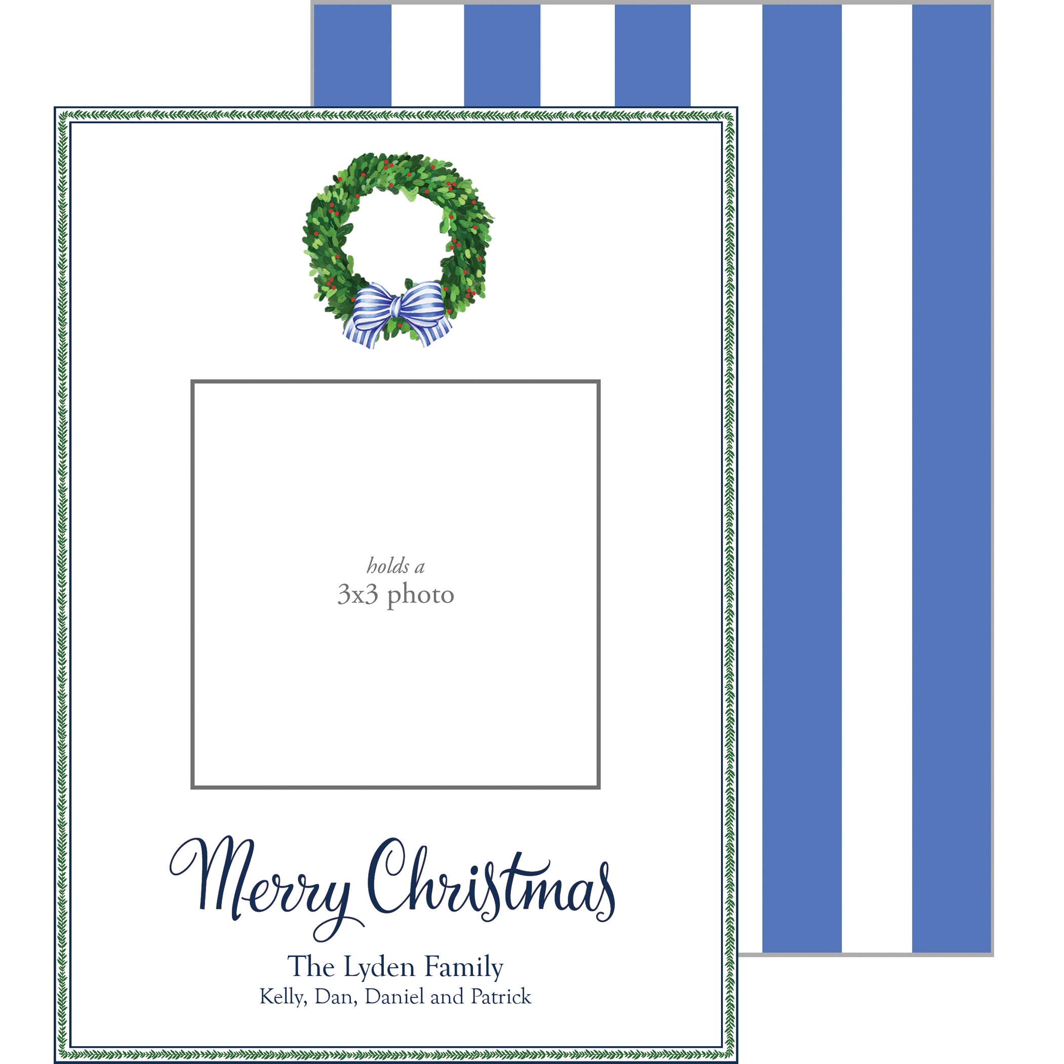 Boxwood Initial Vertical Christmas Photo Card - WH Hostess Social Stationery