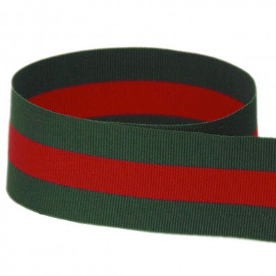 Wholesale Preppy Stripe Grosgrain Ribbon | Red + Green