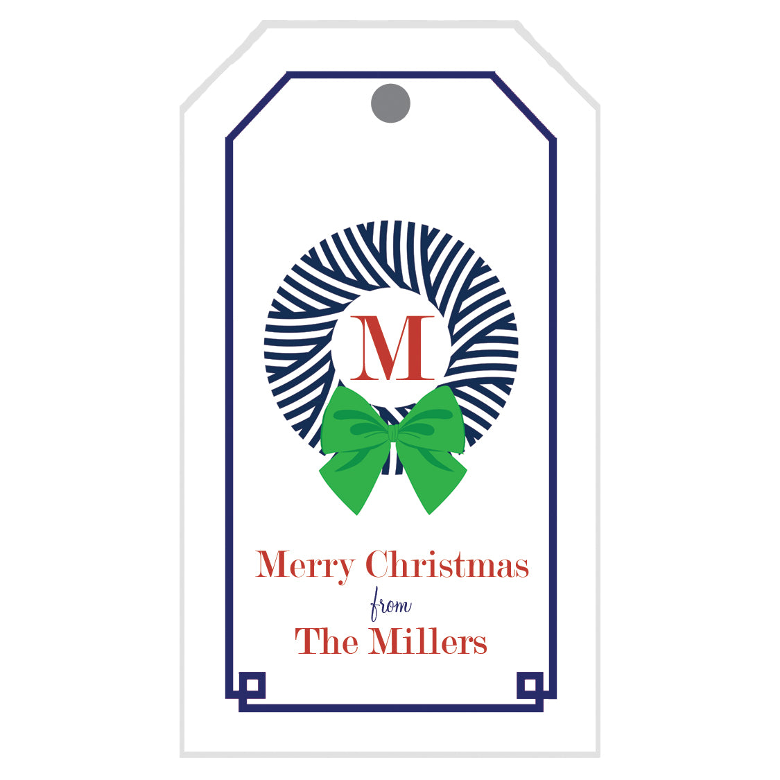 Personalized Monogrammed Red Stripe Christmas Gift Tags