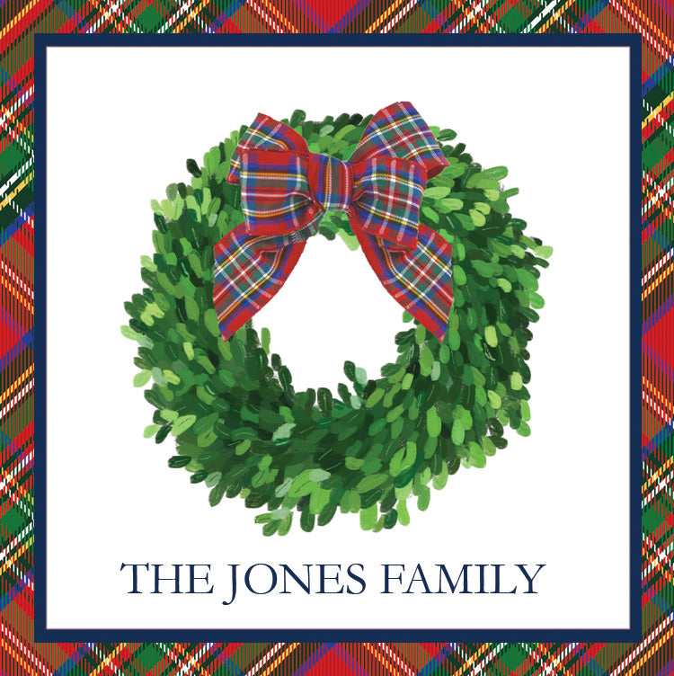 Tartan Wreath Personalized Christmas Gift Tags - WH Hostess Social  Stationery